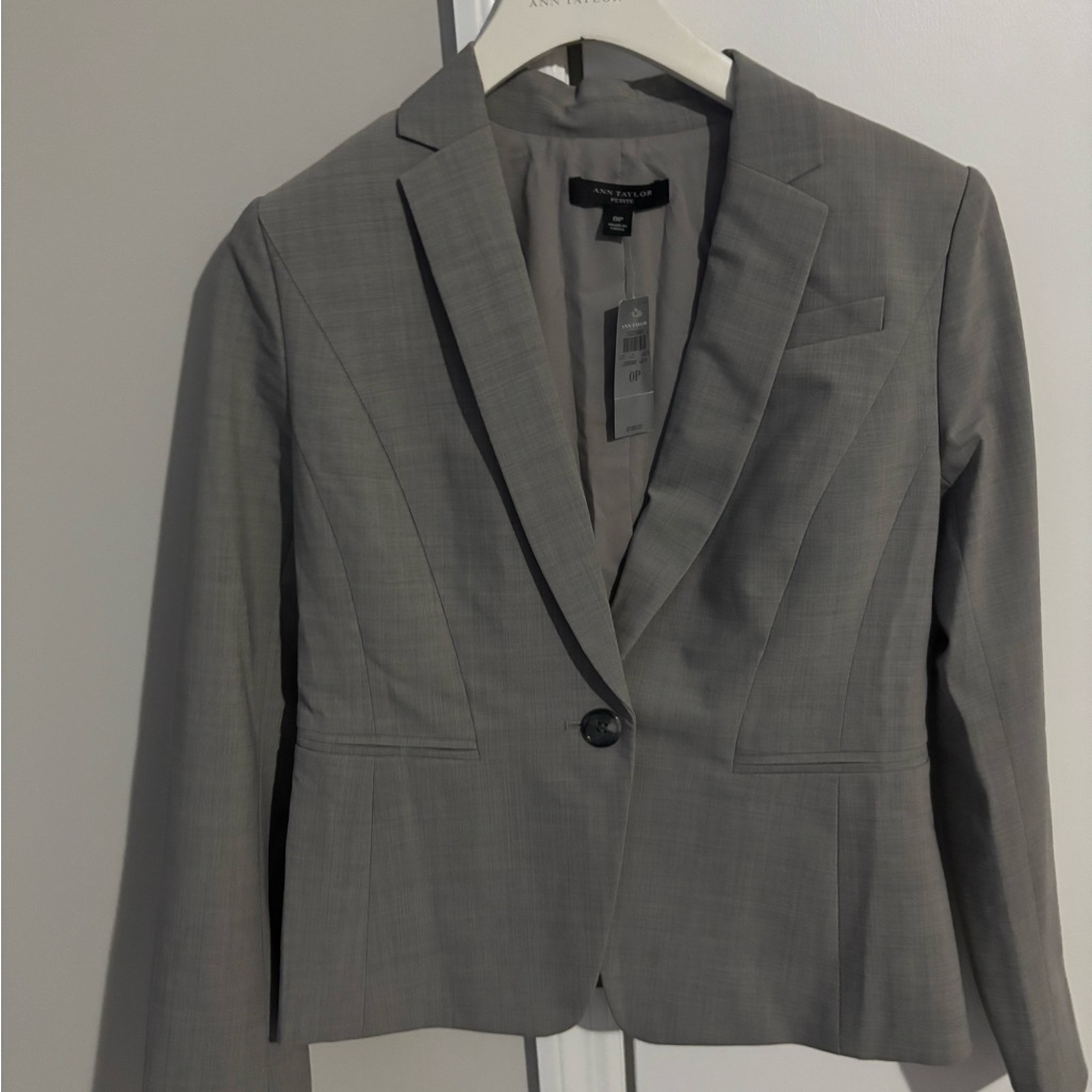 Ann Taylor Gray Blazer Tailored Suit Jacket